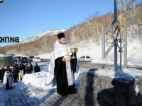 Освящение поклонного креста на въезде в г. Вилючинск